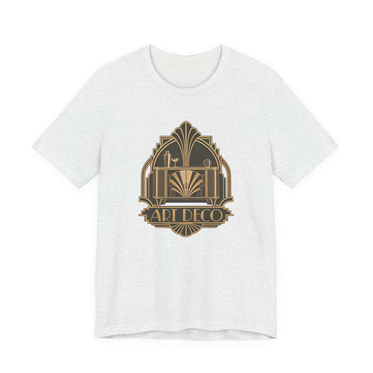 Art Deco Club vintage furniture lover tee in Ash, front view