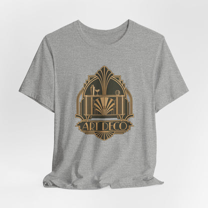 Art Deco Club vintage furniture lover tee in Athletic Heather, lifestyle shot