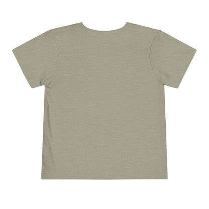 Blue Bird Pickles toddler tee in Heather Stone, back view