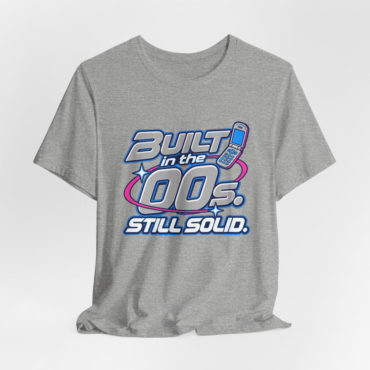 Built in the 00s. Still Solid Tee in Athletic Heather, styled photo