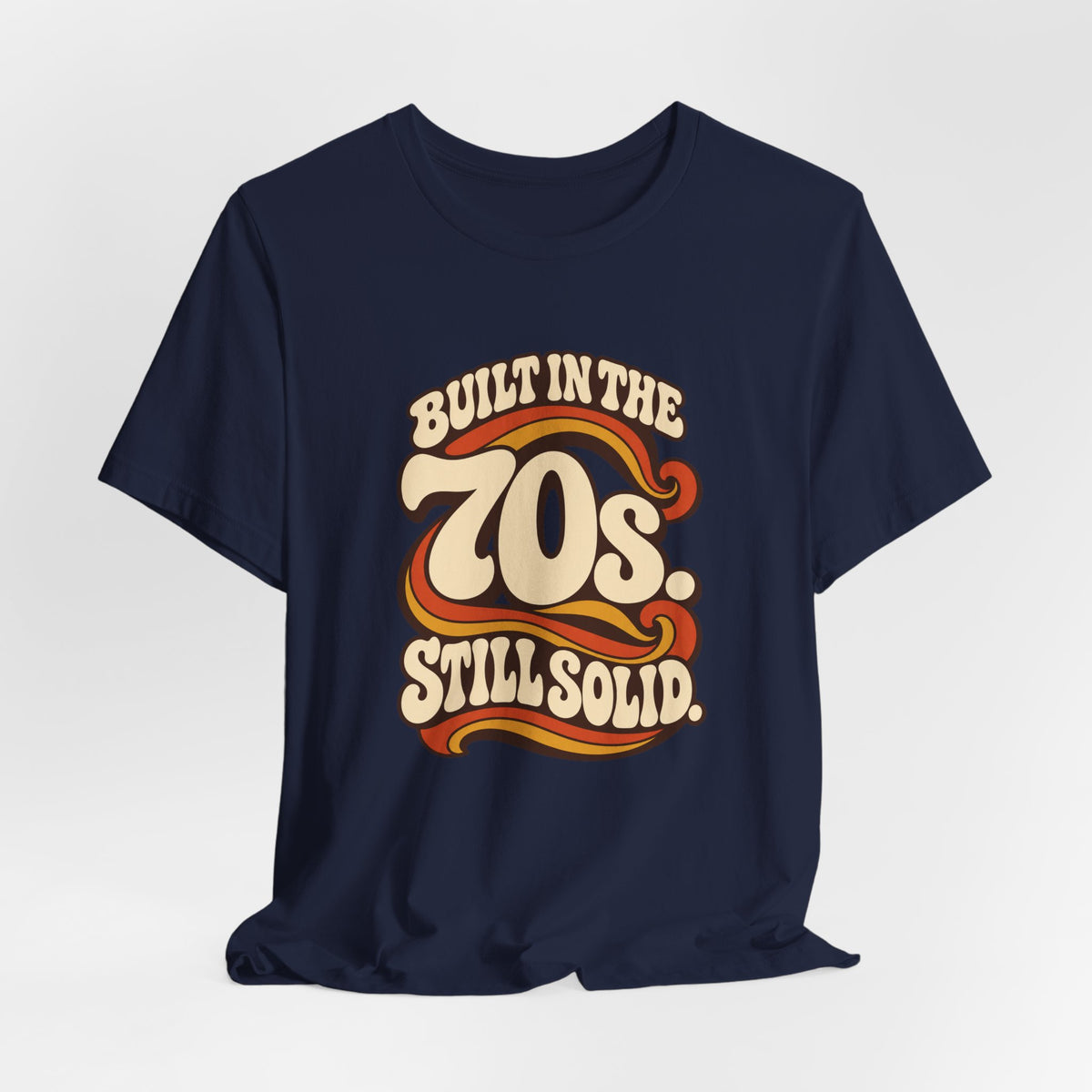 Built in the 70s. Still Solid Tee in Navy, styled photo