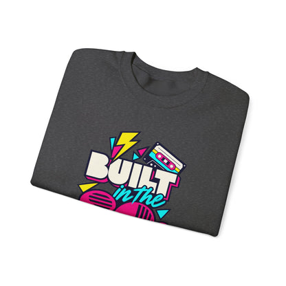 Built in the 80s. Still Solid Crewneck Sweatshirt in Dark Heather, folded