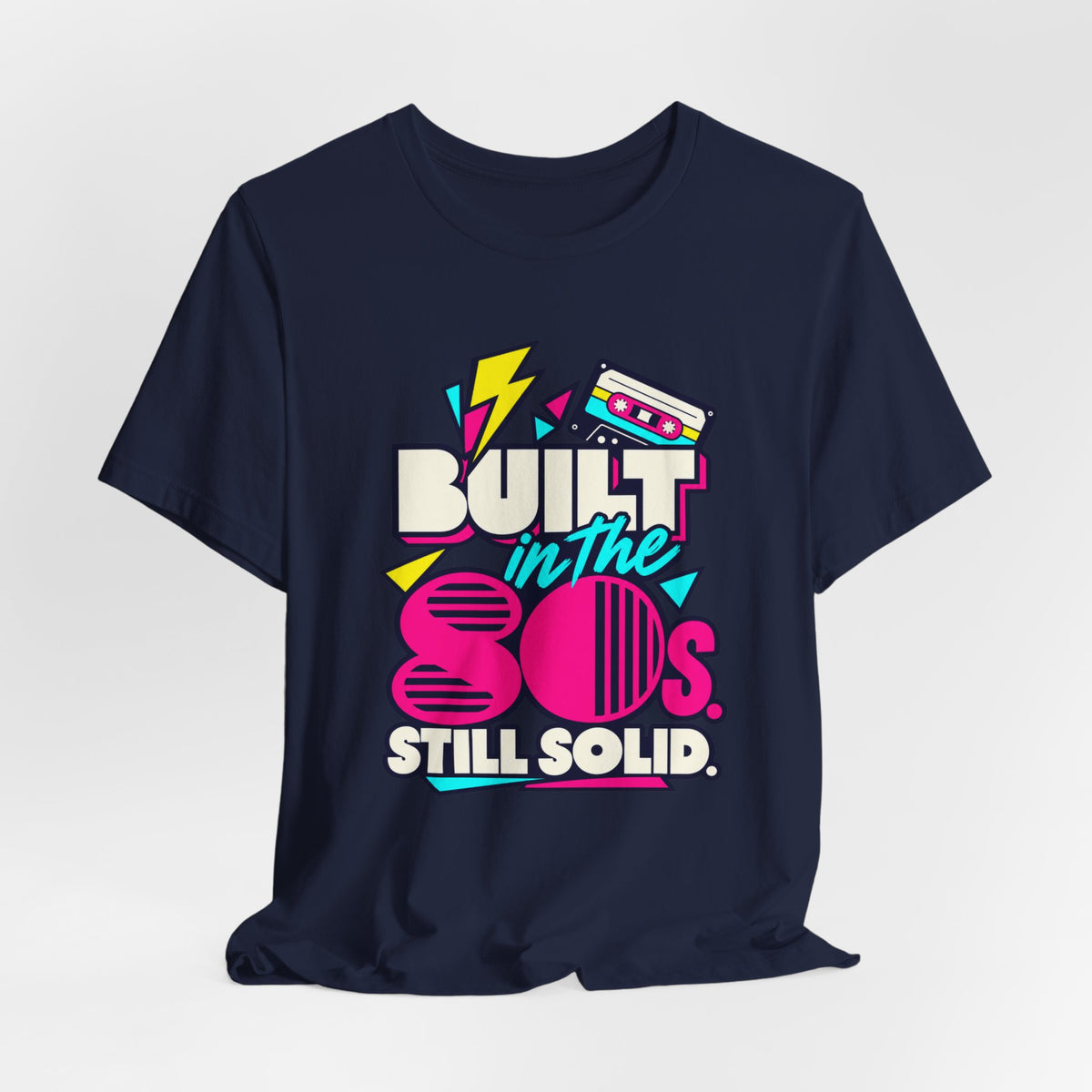 Built in the 80s. Still Solid Tee in Navy, styled photo