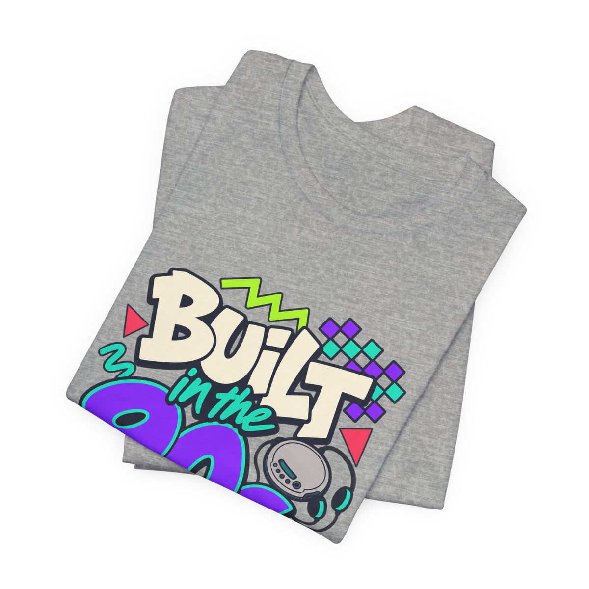 Built in the 90s. Still Solid Tee in Athletic Heather, folded