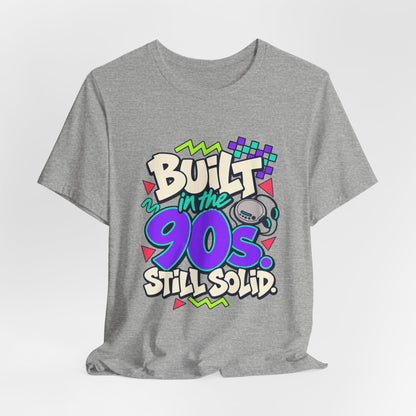 Built in the 90s. Still Solid Tee in Athletic Heather, styled photo