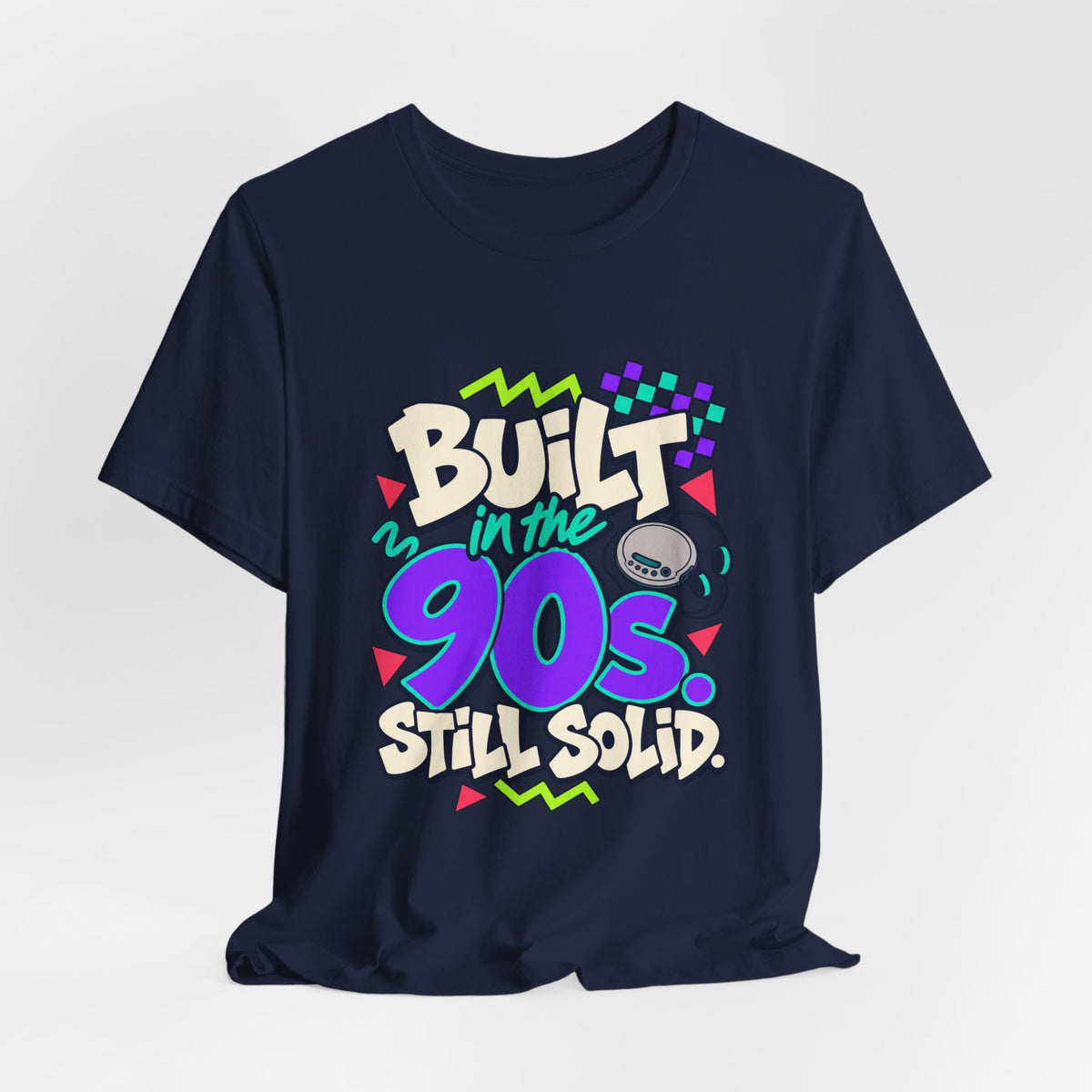 Built in the 90s. Still Solid Tee in Navy, styled photo