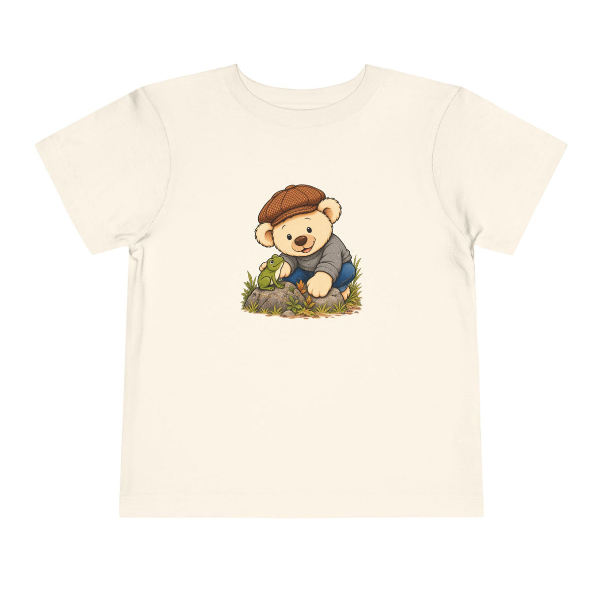 Frog Pickles toddler tee in Natural, front view