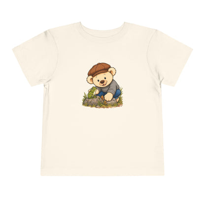 Frog Pickles toddler tee in Natural, front view