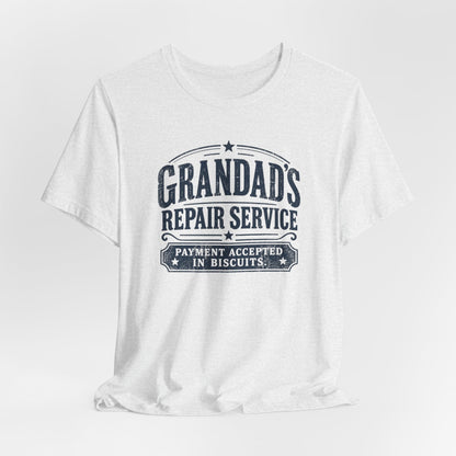 Ash Grandad's Repair Service tee, lifestyle shot