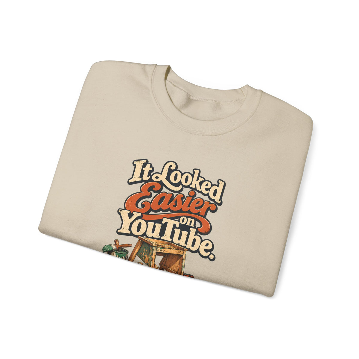 Folded sand It Looked Easier On YouTube crewneck sweatshirt