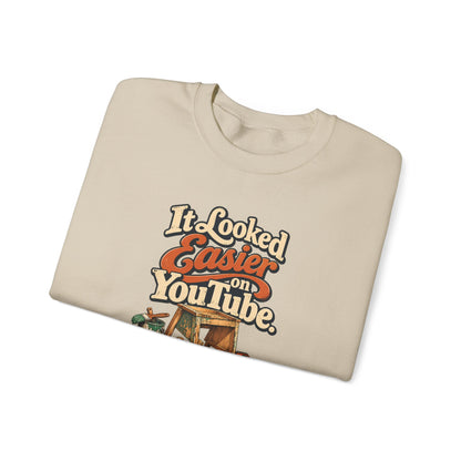 Folded sand It Looked Easier On YouTube crewneck sweatshirt
