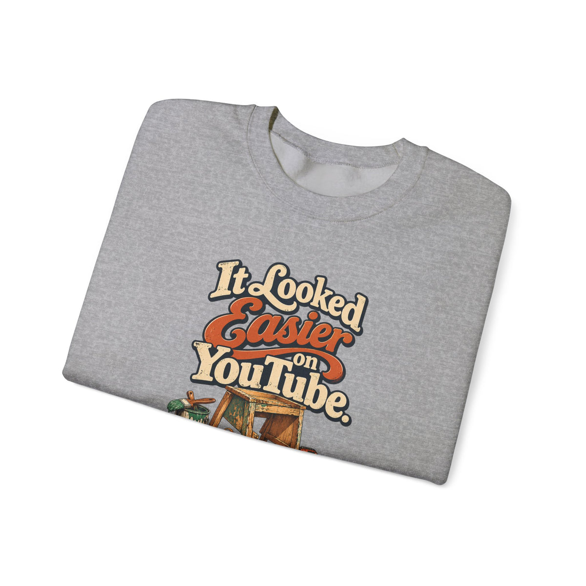 Folded sport grey It Looked Easier On YouTube crewneck sweatshirt