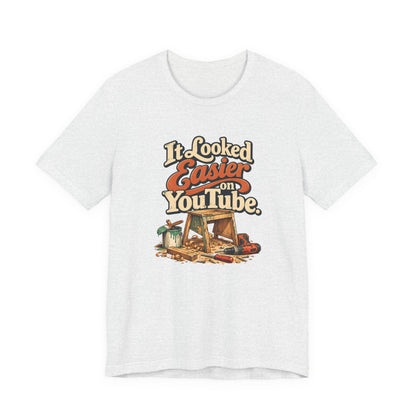 It Looked Easier On YouTube retro lettering tee in ash, front