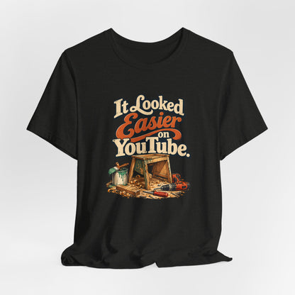Black heather It Looked Easier On YouTube tee, lifestyle shot