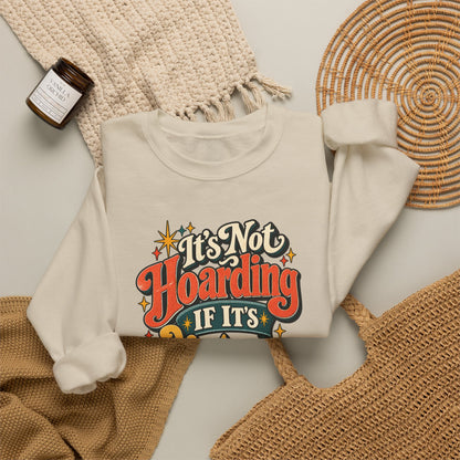 It's Not Hoarding If It's Vintage crewneck sweatshirt in Sand, styled flat lay