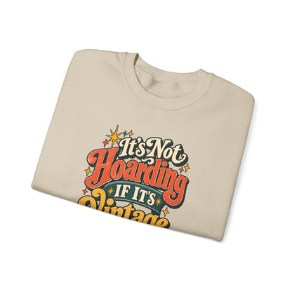It's Not Hoarding If It's Vintage crewneck sweatshirt in Sand, folded