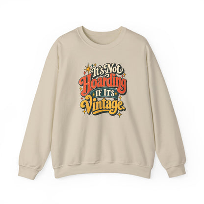It's Not Hoarding If It's Vintage crewneck sweatshirt in Sand, front view
