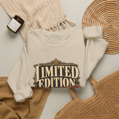 Limited Edition Crewneck Sweatshirt in Sand, styled flat lay