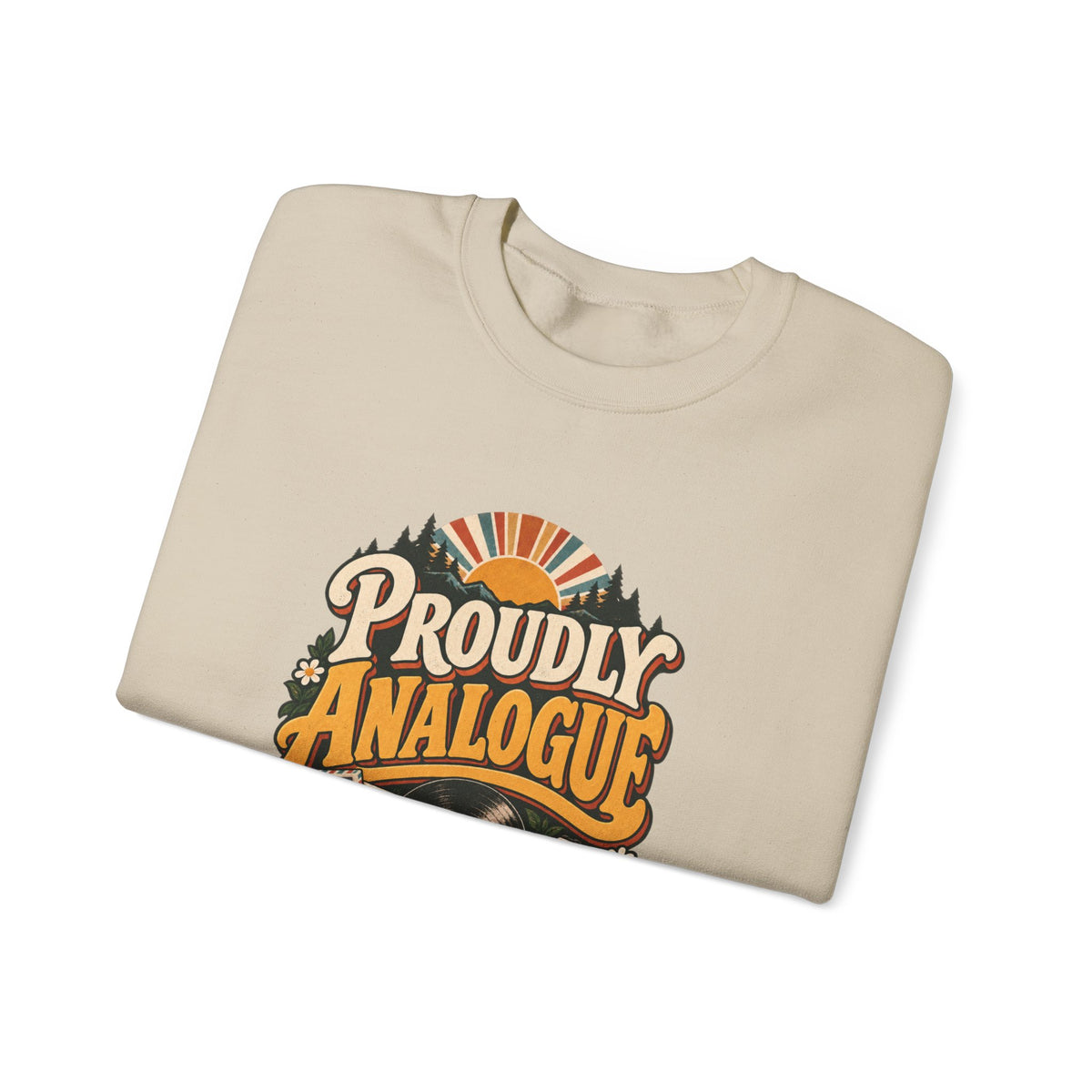 Proudly Analogue Crewneck Sweatshirt in Sand, folded view