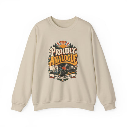 Proudly Analogue Crewneck Sweatshirt in Sand, front view