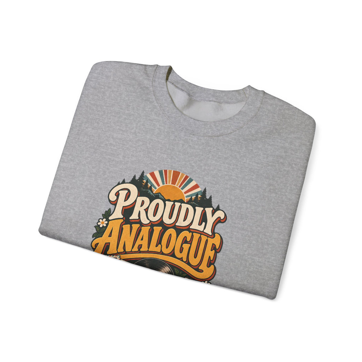 Proudly Analogue Crewneck Sweatshirt in Sport Grey, folded view