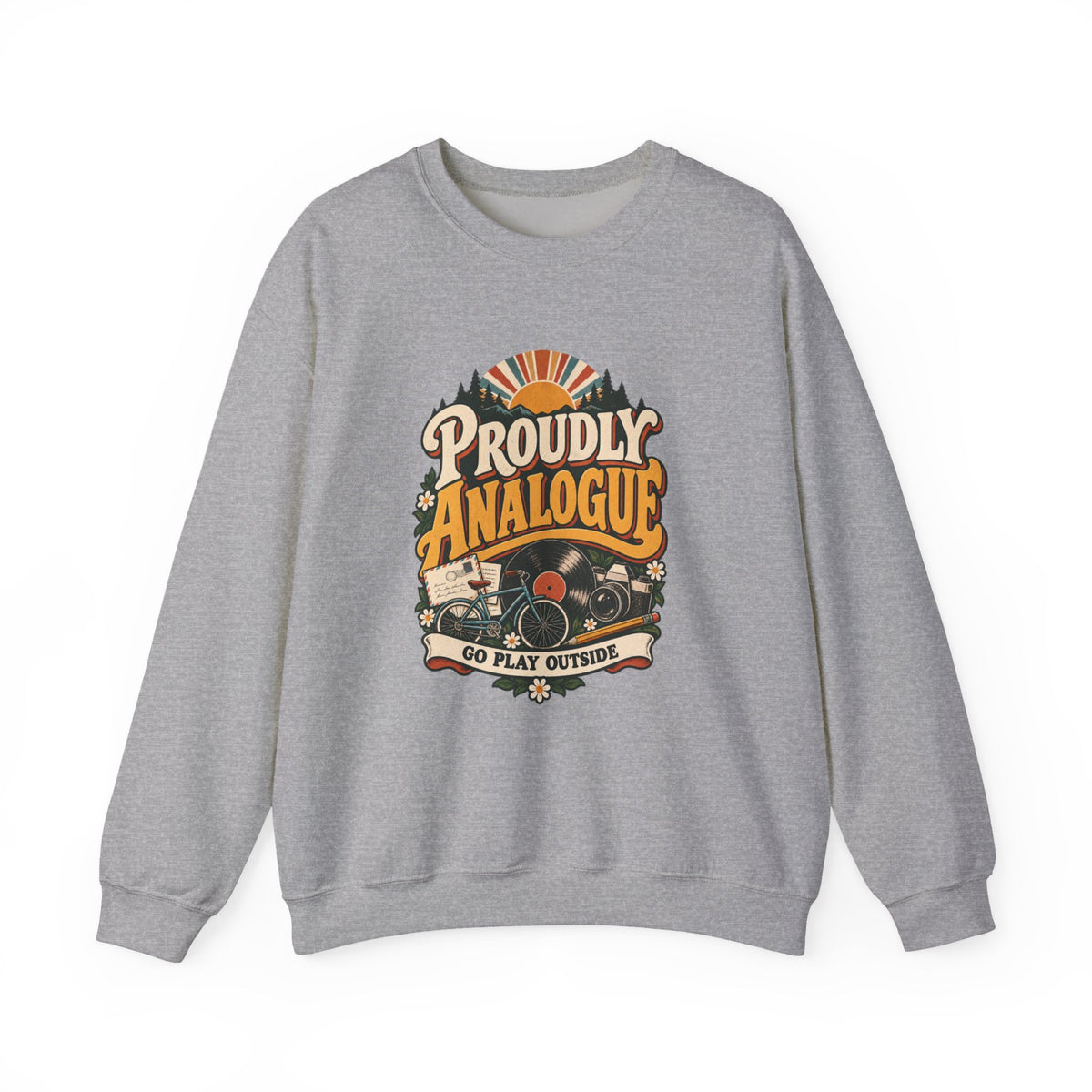 Proudly Analogue Crewneck Sweatshirt in Sport Grey, front view