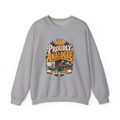 Proudly Analogue Crewneck Sweatshirt in Sport Grey, front view