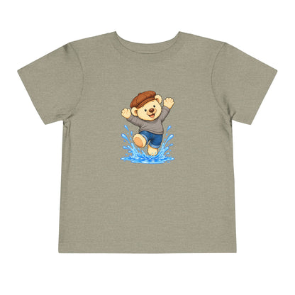 Splash Pickles toddler tee in Heather Stone, front view