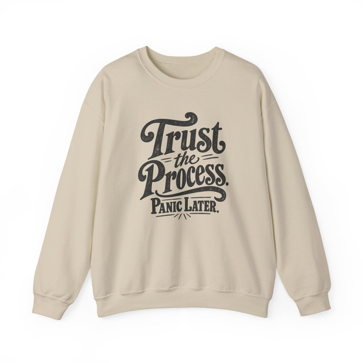 Trust The Process Crewneck Sweatshirt in Sand, front view