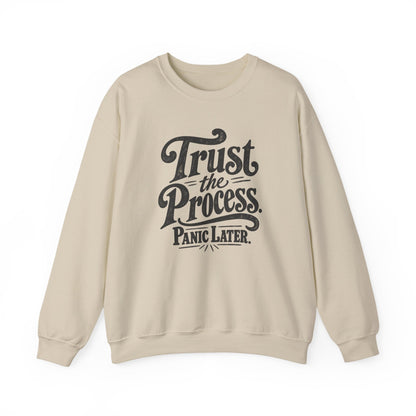 Trust The Process Crewneck Sweatshirt in Sand, front view