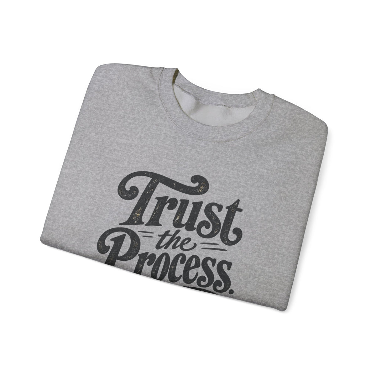Trust The Process Crewneck Sweatshirt in Sport Grey, folded view