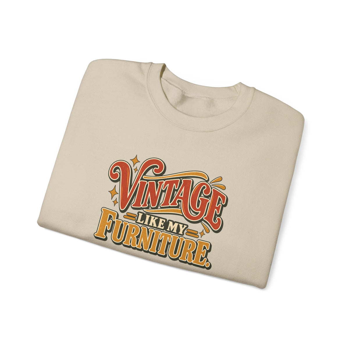 Vintage Like My Furniture Crewneck Sweatshirt in Sand, folded view
