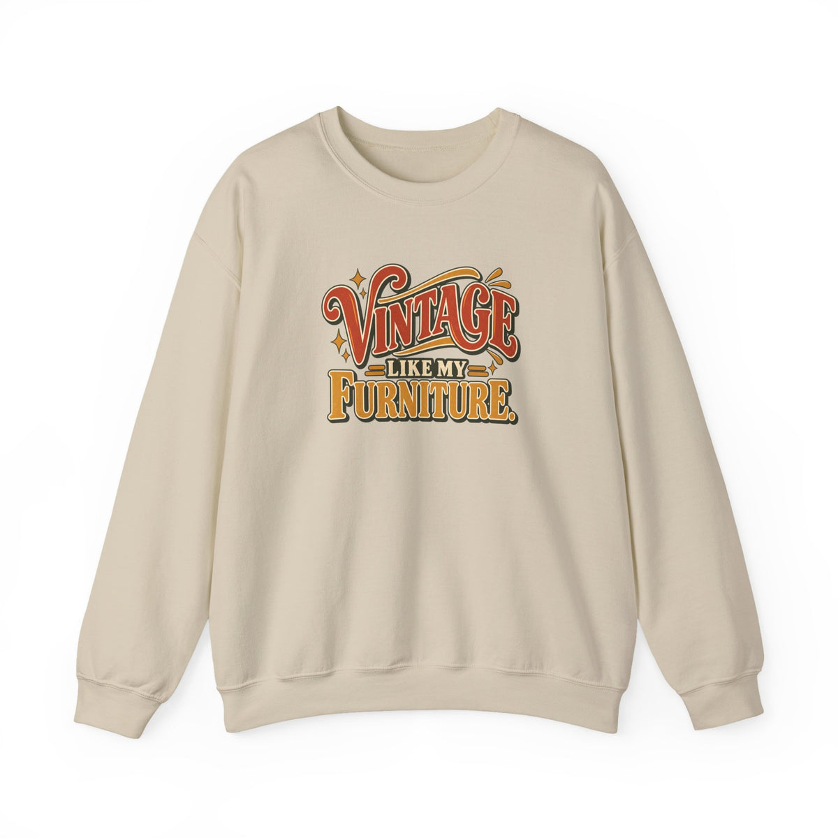 Vintage Like My Furniture Crewneck Sweatshirt in Sand, front view