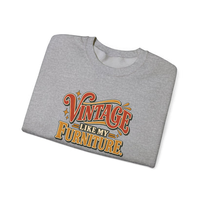 Vintage Like My Furniture Crewneck Sweatshirt in Sport Grey, folded view
