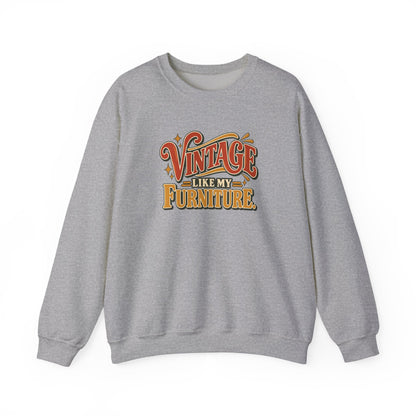 Vintage Like My Furniture Crewneck Sweatshirt in Sport Grey, front view