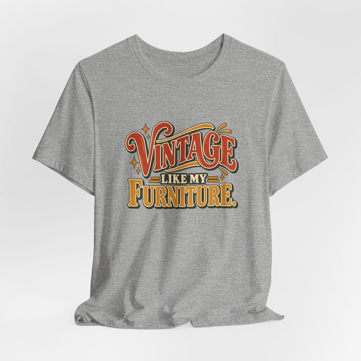 Vintage Like My Furniture funny vintage lover tee in Athletic Heather, lifestyle shot